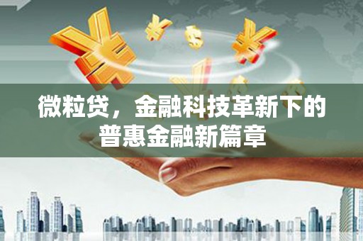 五华微粒贷，金融科技革新下的普惠金融新篇章