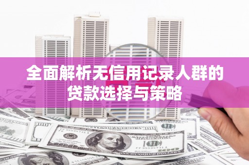 漯河全面解析无信用记录人群的贷款选择与策略